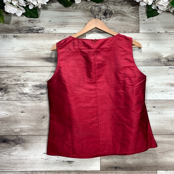 Silk Lore Beth Terrell women's size M 100% silk red shell top & jacket set - Picture 8 of 11